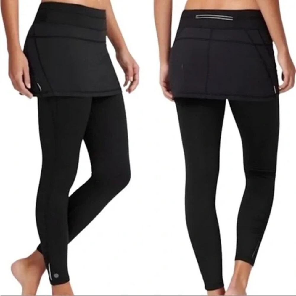 NEW Athleta Placid 2 in 1 Skirt Leggings Black Stretch Athletic Womens Sm